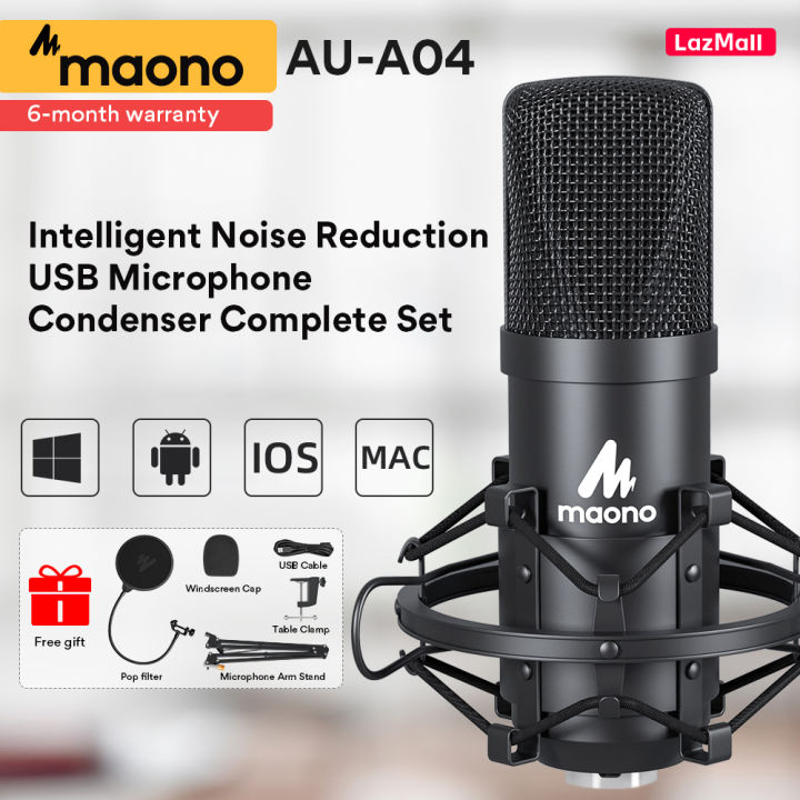 MAONO AU-A04 USB Microphone  Setup, Plug & Play USB Cardioid Podcast Condenser Microphone With Professional Sound Chipset For PC Karaoke, YouTube, Gaming Recording