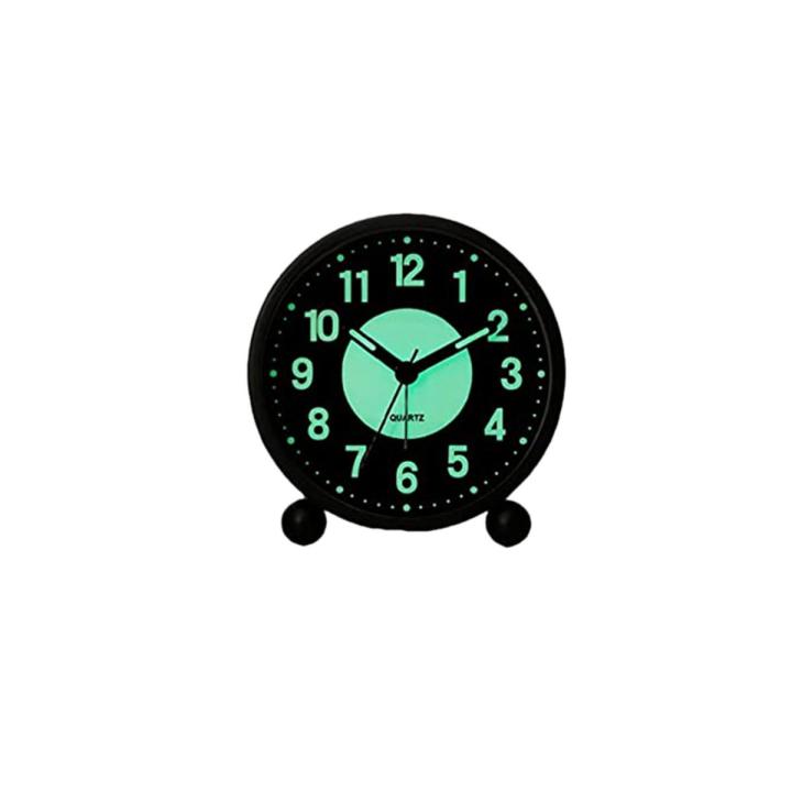 Alarm Clock Luminous 4 inchRound Silent Analog Table Clock Non-Ticking, Operated with Loud Alarm for Bedroom
