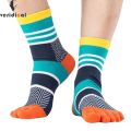 Organic Cotton Five Finger Short Socks Bright Color Stripe Street Fashion Young Casual Harajuku Happy Funny Socks With Toes.