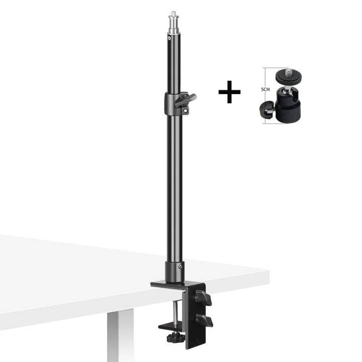 C Tripod Clamp Desk Mount Light Stand with 1/4 Ball Head Table Fixture Ring Light Adjustable Tabletop Bracket Stand DSLR Camera