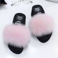 Fluffy Slippers Female Summer New Fox Fur Slippers Platform Wedge Slippers High Heel Slippers Platform Shoes. 