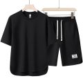 Summer Loose Men's Suit Casual New Set Korean Style Short SleeveTMen's T-shirt plus Size Two-Piece Suit.