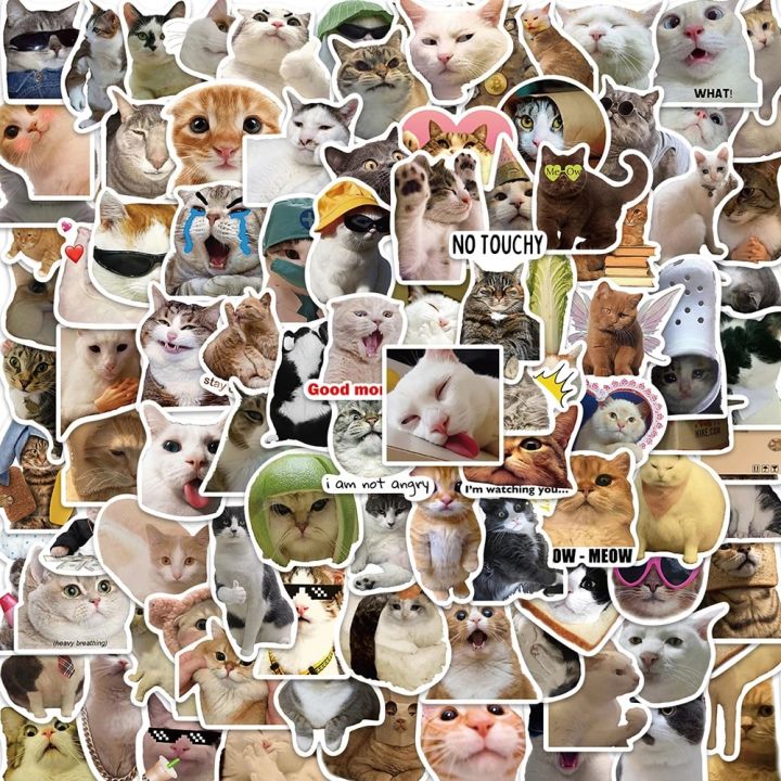 10/30/50/100PCS Funny Cat Meme Animal Stickers for Kids Cute Joke ...