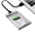 2.5" Crystal Clear Plastic HDD SSD Case - SATA 3 to USB 3.0 Enclosure.
