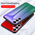 Biruiqu For Samsung Galaxy S25 FE Gradient Tempered Glass Back Soft Silicone Edge Case Cover. 