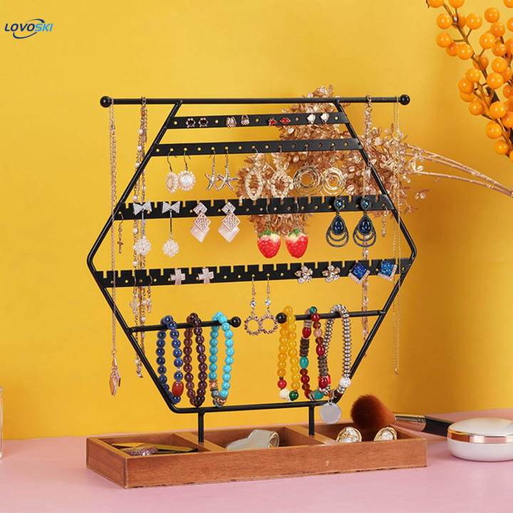 Jewelry%20Display%20Organizer%20Earring%20Holder%20with%20Wooden%20Tray%20for%20Dresser%20Decor%20-%20Image%203