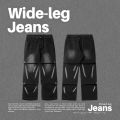 INFLATION Design Streetwear Layered Jeans Men Wide Leg Hip Hop Denim Pants Male Trousers.