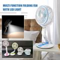 Rechargeable Folding Table Fan with Led Light. 