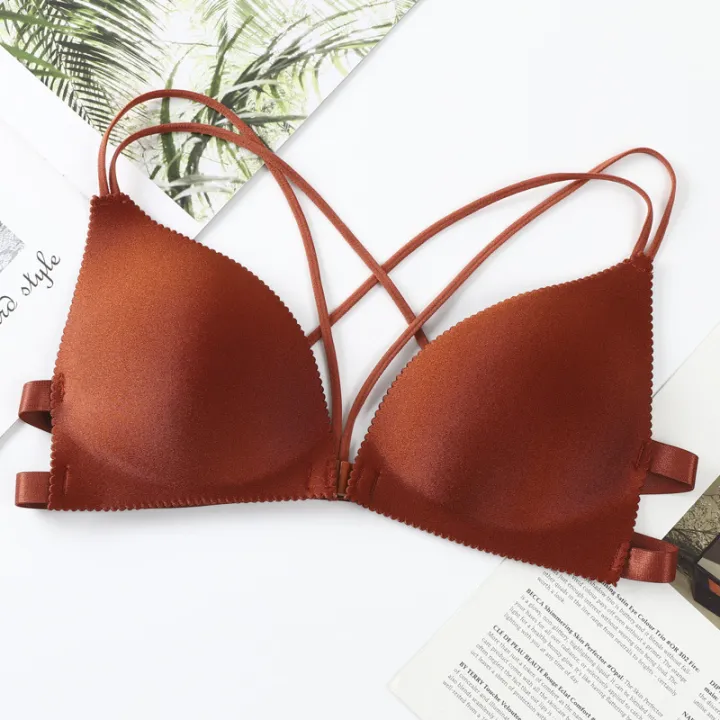 Front%20Buckle%20Korean%20Style%20Girls'%20Clothing%20All-Match%20Beauty%20Back%20Cross%20Spaghetti%20Strap%20Early%20High%20School%20Student%20Underwear%20Push%20up%20Small%20Size%20Bra%20-%20Image%208