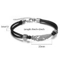 Men's Anklet Simple Adjustable Handmade Stainless Steel Bead Leaf Woven Rope Chain Lucky Foot Bracelet For Women Men JewelryDA53. 