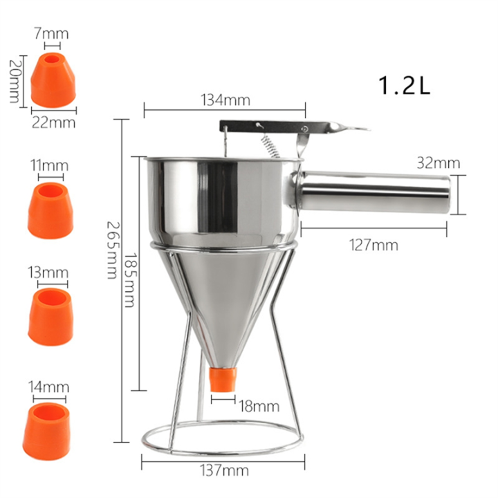 Stainless%20Steel%20Pancake%20for%20Cupcake%20Batter%20Dispenser,%20Squeeze%20Handle%20Funnel%20Cake%20Dispenser%20Maker%20with%20Stand%20-%20Image%202