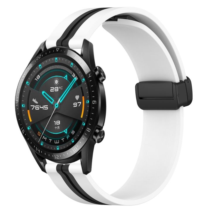 Watch Strap For Huawei GT2 46mm 22mm Folding Magnetic Clasp Silicone Watch Band
