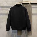 Man Clothes Black Collared Jacket Cardigan Knitted Sweaters for Men Zipper Coat Zip-up Large Big Size Old Korean Style Overfit S.