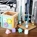 6in1 Wooden Activity Cube Montessori Toys for 12M+ Baby Carrots Harvest Game Bead Maze Preschool Learning Education Shape Sorter.