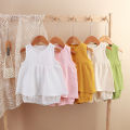 Girls Princess soft fabrics Dress Shorts two-piece set Sleeveless Casual Baby Dress Suit.