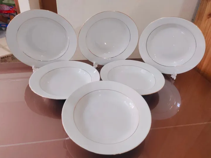 6%20Pcs%20Ceramic%20Deep%20Dinner%20Plate%20Set%209"Inch%20,%20Deep%20Rice%20Dinner%20Plate,%20White%20Color%20With%20Golden%20Line%20print%20-%20Image%207