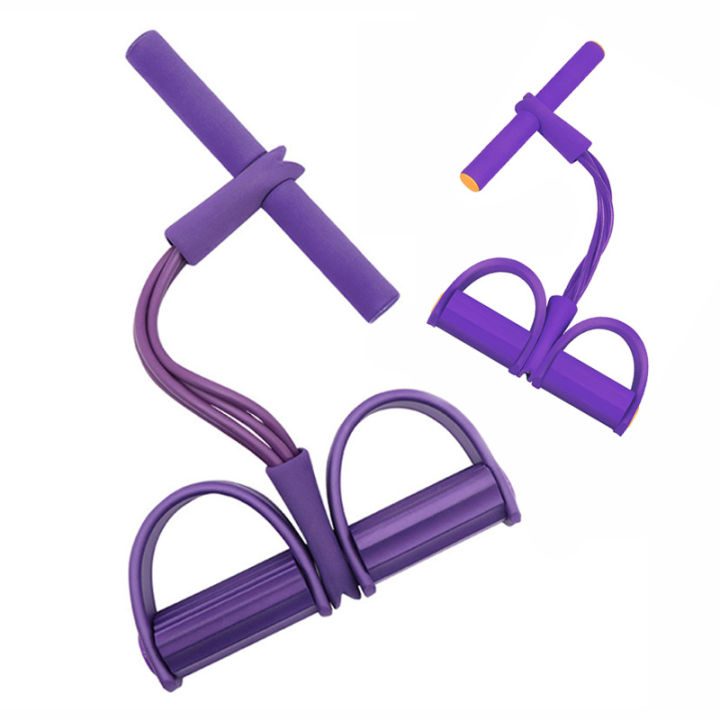 Tension device, thickened four-tube pedals, bungee cord, leg yoga fitness, sit-up assist, abdominal bodybuilder