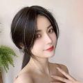 Women Clip-in Bangs Natural Wispy 3D French Bangs Hairpiece Forehead Hair Extensions Black Brown Side Bangs Fringe Wig.