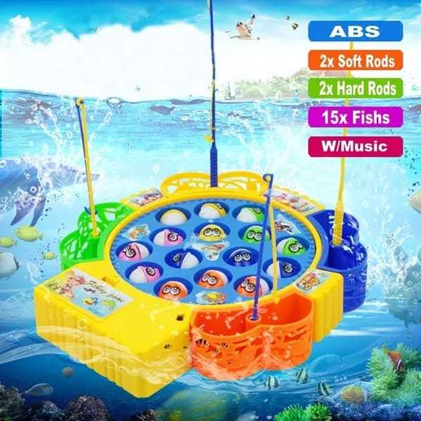 Electric Musical Rotating Fishing Toy Children Board Play Fish Game Magnetic Fish Outdoor Sports Educational Toys For Boys Girls