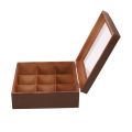 Wooden 9 Grids Tea Box Tea Bags Container Storage Box Square Gift Box Case Transparent Top Lid Jewelry Storage Box. 