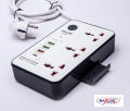 Maxline  Durable Multiplug Model: ML-804, 3 Sockets & 4 USB Fast Charging Multiplug Power Strip-2 Miter Wire/7 Fit Cable:. 