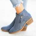 2022 Autumn New Women's Boots European and American Round Toe Side Zipper Block Heel Women's Leather Boots Plus Size Fashion Solid Color Fashion Boots. 