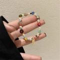 Colorful Women Resin Bead Bracelet Cute Funny Cartoon Handmade Beaded Friendship Bracelet Light Luxury Popular Jewelry Gift. 