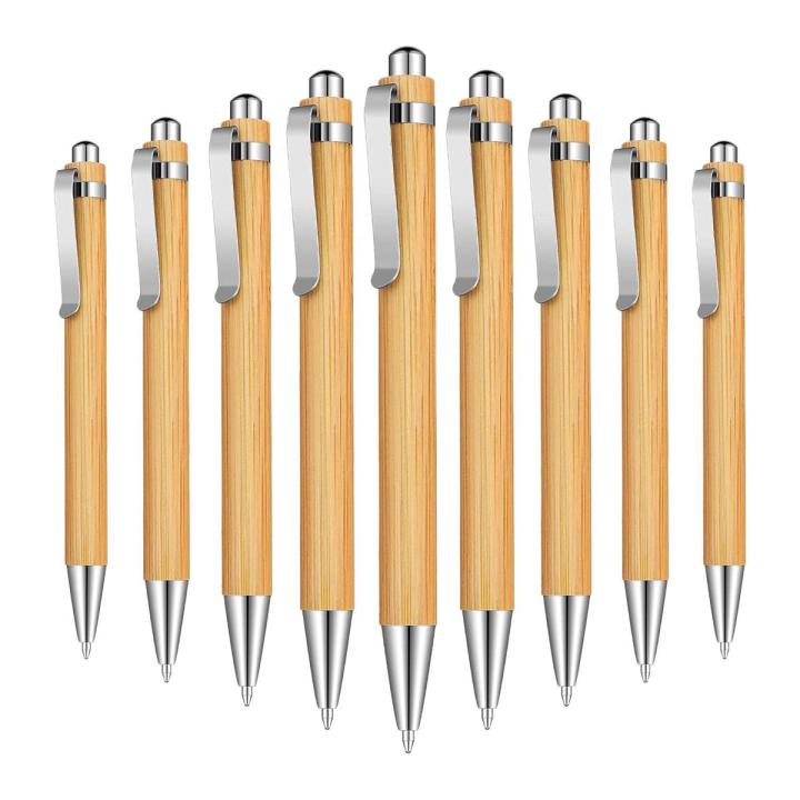 15 Pieces Bamboo Retractable Ballpoint Pen Black Ink 1 mm Office Products Pens Bamboo Ballpoint Pen Wood Ballpoint Pens