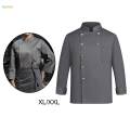 Chef Jacket Waiter Gray Wear Resistant Chef Coat for Kitchen XL.