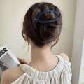 Korean version oval large straight buckle with a headband at back of the head pure color simple twist hair clip. 