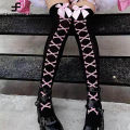 Sweet Girls Bow Over Knee Socks Harajuku Streetwear Black Thigh High Stockings Women Long Socks. 