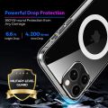 For Apple iPhone 11 Pro MagSafe Compatible Shockproof Transparent Slim Fit Wireless Charging supported Frosted Border Phone Back Case Mobile Cover.