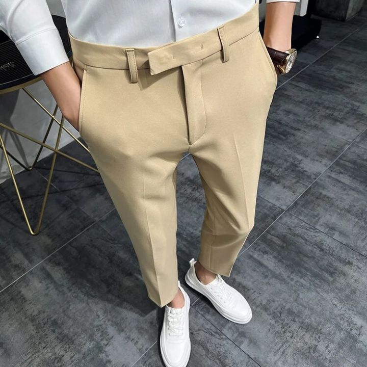 2022%20Summer%20Fashion%20Mens%20Dark%20Green%20Suit%20Pants%20Pure%20Color%20Business%20Occupation%20Slim%20Fit%20Dress%20Office%20Ankle%20Trousers%20-%20Image%207