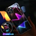 Geometry LED Light Luminous Phone Case For iPhone 15 13 Pro 12 Mini 14 Plus 11 XS Max X XR 8 7 Luxury Circuit Call Glow Shell. 
