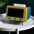 Creative TV Tissue Box Dispenser Storage Napkin Case with Mobile Phone Holder 2 in 1 Tissue Box Office Desk Box Creative TV Appearance with Phone Stand. 