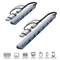 Mouse Keyboard Splitter Type-C HUB High Speed Aluminium Alloy Docking Station 7 Ports OTG Adapter Laptop PC. 