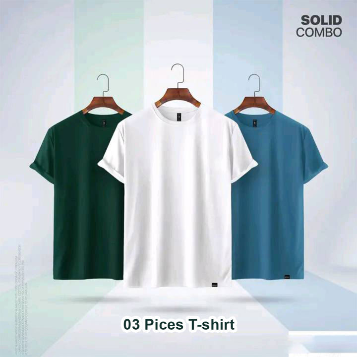 Combo 3pis jersey t-shirt for man - Solid color Summer outfit Combo t shirt