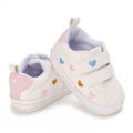 White Baby Shoes Girls Cute Heart Embroidery Sneakers Soft Sole Non-slip Infant Walking Baptism. 