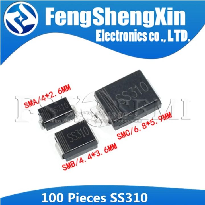 100PCS SS310 SMD SR310 Schottky Barrier Rectifier Diode 3A 100V DO-214AC SMA SMB SMC DC-214AB DC-214AA