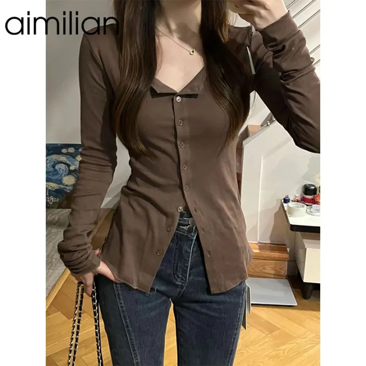 aimilianPure%20Hot%20Girl%20Long-Sleeved%20Sun%20Protection%20Shirt%20Women's%20Spring%20and%20Autumn%20Design%20Sense%20Niche%20Slim%20Fit%20Slimming%20Cardigan%20Top%20-%20Image%204
