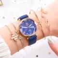 5pc/set New Fashion Women Watches Round Arabic Numerals Leather Watch Women Dress Ladies Wristwatches Luxury Bracelet Watch Set. 