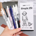 6Pcs/Set 0.5Mm ST Head Smooth Writing Examination Pen Cute Simple Life Black Ink Press Gel Signature Pens Student Office Stationery High Quality Quick Dry Neutral Pens. 