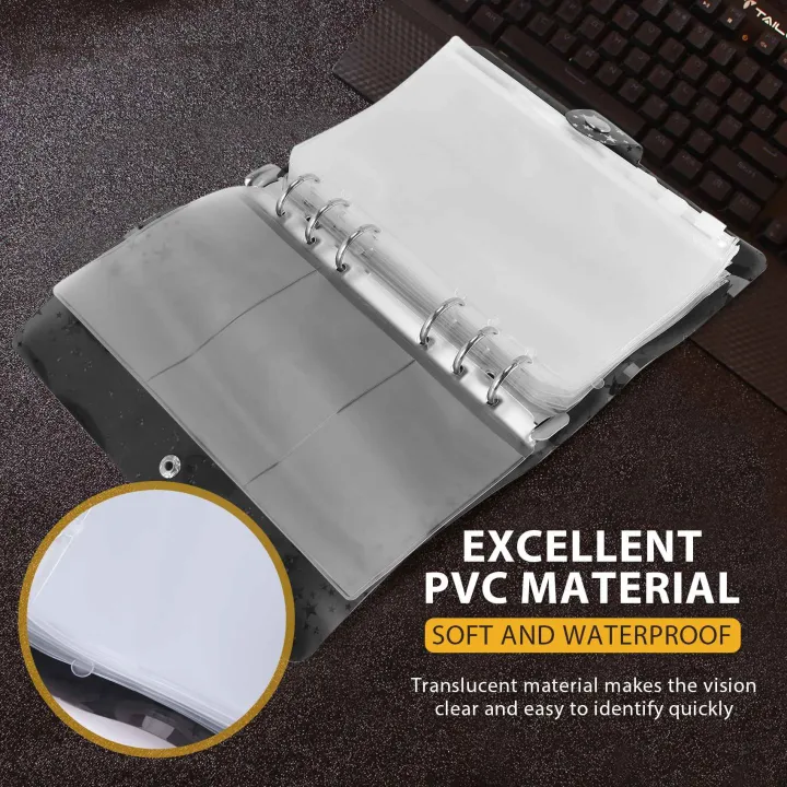 11Pcs%20A6%20Budget%20Binder%20PVC%206%20Ring%20Refillable%20Binder%20Cover%20with%209%20Binder%20Pockets/1%20Binder%20Card%20/%201%20Label%20(Black%20Stars)%20-%20Image%205