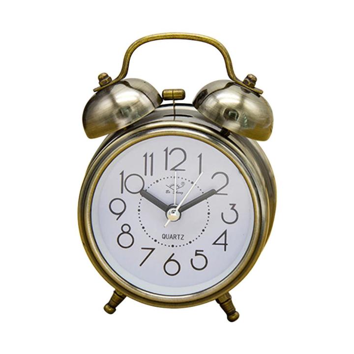 Retro Alarm Clock Silent Pointer Clocks Dual Bell Night Light Bedroom Decor Home Decor Vintage Antique Portable Alarm Clock