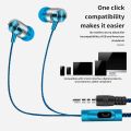 Wired Earphone Bass Stereo Wired Headphone 3 5mm Mobile Phone In-ear Earphone with Built-in Mic Purple. 