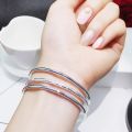New 925 Sterling Silver Bracelet 3pcs Charm Simple Style Bracelet Birthday Party Gift Fashion Jewelry For Women. 