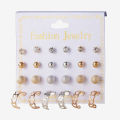 Trendy Mixed Design Pearl Stud Earrings for Women New collection - 12 Pairs Earring for Women - Earring Set for Girls Stylish Simple Top - Kaner Dul - Kaner Dul.
