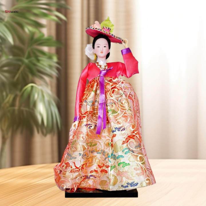 Korean Geisha Doll Cute Folk Ethnic Ornament Decor Female Statue Hanbok Doll