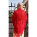 Handmade Crochet Scarf// Women Tassel Shawls knit Sweater// Winter tops.