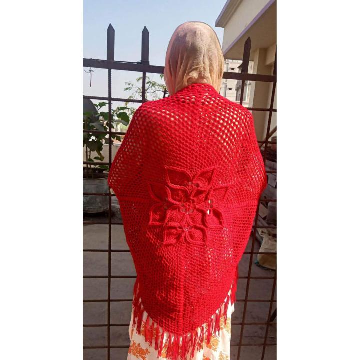Handmade Crochet Scarf// Women Tassel Shawls knit Sweater